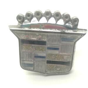 Cadillac Roof Pillar Crest Emblem 1982-1996 20248001 OEM Vintage Silver W/ Pins